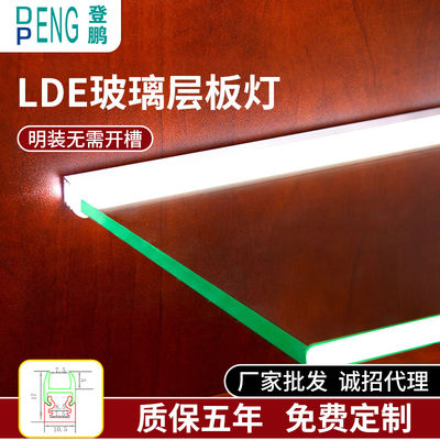 Modern 6-8 Mm Glass Shelf Accent Lighting Warm White 3500K PMMA Aluminum Touch On/Off Switch Single Shelf