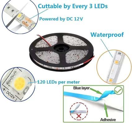 Flexible LED Strip Lights 600 Units LEDs LED Strips Waterproof 12 Volt LED Light Strips Pack Of 16.4ft/5m for Holiday Home Party Indoor Outdoor Decoration Waterproof White 1 Pack