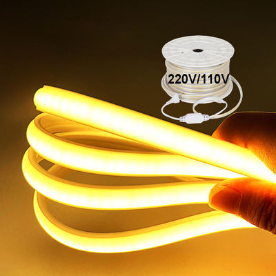 110V 220V Waterproof COB LED Light Strip With PVC Glue Customizable Blue / Ice Blue / White / Green / Purple / Golden / Pink