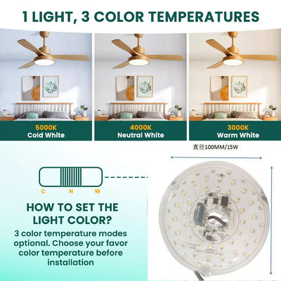 15W 100MM LED Light Engine For Dining Room 120V Ceiling Fan Panel Retrofit Kit With DOB Modules LED Ceiling Fan Light Replacement