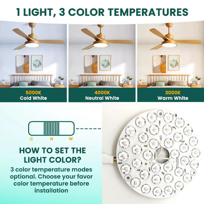 High Lumen 230V 15W 110MM 36V  3CCT Spare Part Ceiling Fan PCB Board Driver Less LED Modules Dimming And Color Adjustment