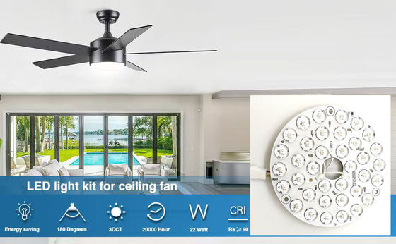 High Lumen 230V 15W 110MM 36V  3CCT Spare Part Ceiling Fan PCB Board Driver Less LED Modules Dimming And Color Adjustment