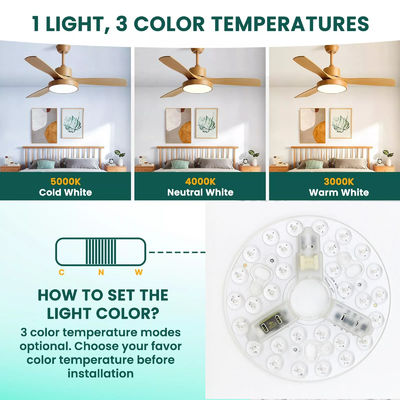 ERP Rosh LED Modules 5CCT 12W/18W/24W DIP Switch Ceiling Light Fan With Witch Power Replaces LED Module