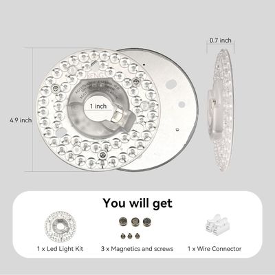 4.92” Universal Ceiling Fan Led Light Replacement for Ceiling Fan Flush Mount Ceiling Light, 18W 3CCT 3000K 4000K 6000K 1500LM CRI90 Dimmable Affordable Solution for Hampton Bay Harbor Breeze Hunter