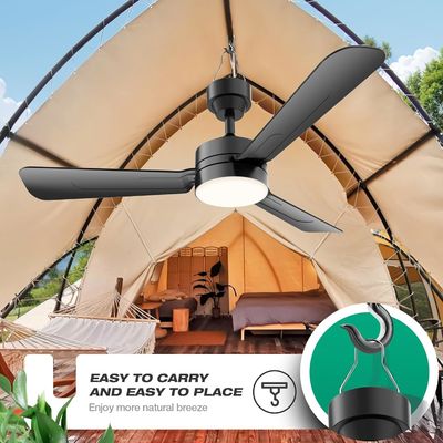Ceiling Fans with Lights,36&quot; LED Fan Light Hanging with Hook,Hook Type Ceiling Fan,Plug in Ceiling Fan Light,40W,3000-6500k,Remote Control,Portable Fan for Camping Bed,Patios,(Black)N DFFFFFN`