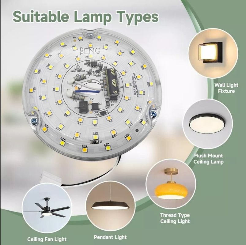 Dia100mm Round Pcb Board 12w 15w  AC 110V 120V 230V 3.93'' Retrofit Light Kit For Ceiling Flush Light Ceiling Fan Light Replacement Panel PCB 18W 3000K 6000K 1800LM 120V CRI90 Dimmable