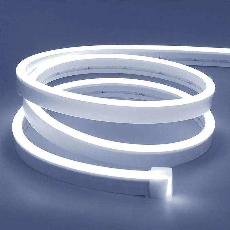 White Led Strip Lights 16.4ft/5m Neon Light Strip 12V Flex Waterproof Neon LED Strip Silicone LED Neon Rope Light For Kitchen Bedroom Indoor Outdoor Decoration Power Adapter Not Included