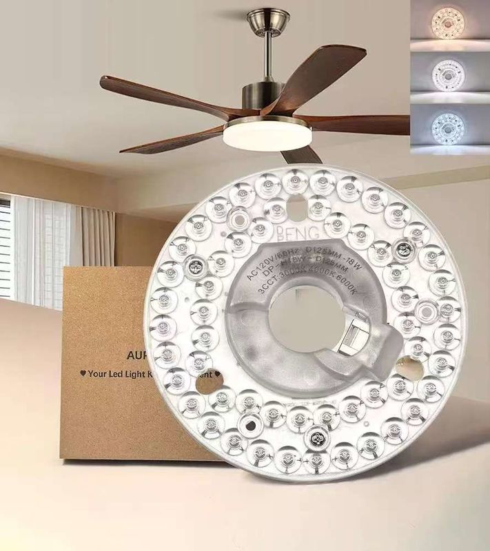 4.92” Universal Ceiling Fan Led Light Replacement for Ceiling Fan Flush Mount Ceiling Light, 18W 3CCT 3000K 4000K 6000K 1500LM CRI90 Dimmable Affordable Solution for Hampton Bay Harbor Breeze Hunter